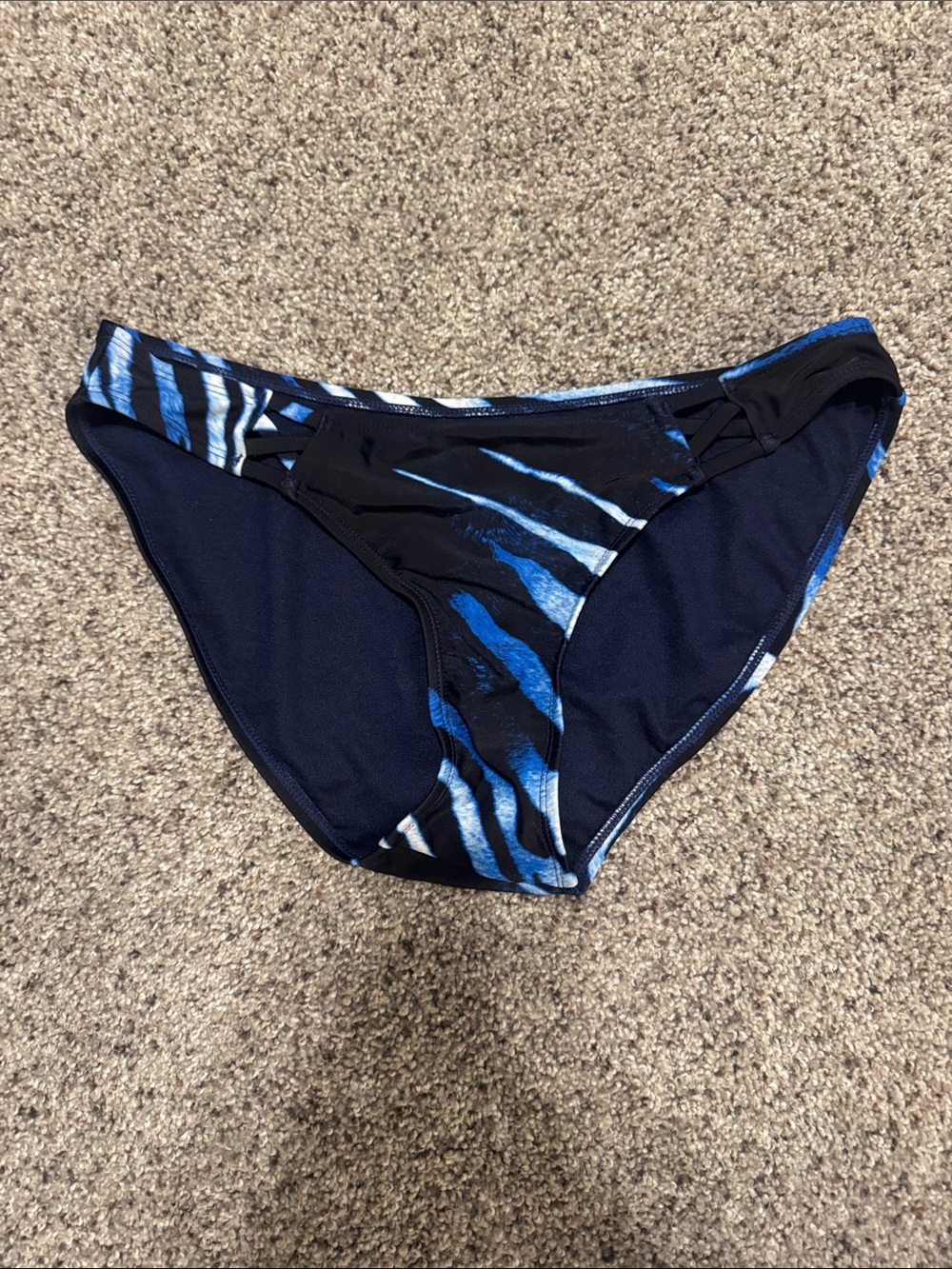 RACHEL Rachel Roy Blue & Navy Zebra-Print Bikini Bottom